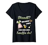 Damen Dirndl? Brauch i ned i bin nur zum Sauffa da Outfit T-Shirt mit V