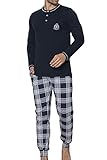 LOREZA ® Herren Pyjama Set aus Baumwolle Langarm - M-93906 - 5XL