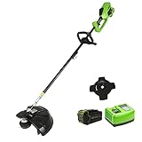 Greenworks Akku-Rasentrimmer und -Sense 2in1 GD40BC+Li-Ion 40V 6Ah wiederaufladbarer leistungsstarker Akku+passend für alle Geräte und Akkus der 40V Greenworks Tools S
