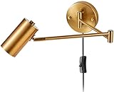Zi Yang Innen Wandlampe Vintage Industrial Lange Arm Wandleuchte mit Stecker und Schalter Drehbar Bettlampe Leselampe Wand mit 1,8 m Kabel Schwenkbar Schlafzimmer E27 für Wohnzimmer Flur Büro G