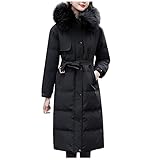 Eaylis Damen Mode Oberbekleidung Lange Baumwollwattierte Jacken Tasche Wildleder Kapuzenmäntel, Leichte Daunenjacke Mit Kapuze Steppjacke Softdaunenjacke Winterjacke Übergangsjacke Daunen Park