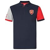 FC Arsenal Herren Polo-Shirt mit originalem Fußball-Wappen - Geschenk - Dunkelblau mit Kontrastärmeln - 2XL