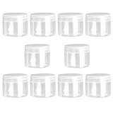 LUOEM 10 Stück 50 Ml Transparente Aufbewahrungsflaschen aus Kunststoff Transparente Nachfüllbare Flaschen mit Niedrigem Profil Weithals-Plastikbehälter für Den Täglichen Geb