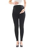 yeset Umstandsleggings Thermo Fleece innen Hose lang Baumwolle Umstand-Leggings schwarz M