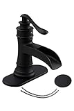 Homevacious Waschbeckenarmatur, Einhebel, Wasserfall, Waschtischarmatur, Einlochhebel, Wasserhahn, Armatur für Wasserhahn, Wasserhahn, Auslauf, Zufuhr Wasserfall Matter Black 6556