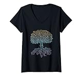 Damen Yggdrasil Lebensbaum für Männer und Frauen, nordische Mythologie T-Shirt mit V