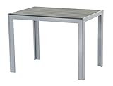 Pure Home & Garden Aluminium Gartentisch Fire Oblong mit Polywood Tischplatte, 100x70 cm absolut wetterfest, Silber aus dem H