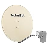 TechniSat SATMAN 850 Plus - Satellitenschüssel (85 cm Sat Spiegel mit Masthalterung und UNYSAT Universal-Quattro-LNB im Wetterschutz-Gehäuse, Multischalter Wird benötigt) beig