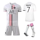 KiKa Monkey PSG Messi Neymar JP Mbappe Away Erwachsene und Kinder, Fußballtrikot, Jungen, Fußballkleidung, Paris, Outdoor, Fußballtrikot, PSG 30, Mbappe, 5XS