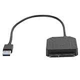 USB 3.0 zu SATA Adapter, SATA Festplatte Easy Drive Line, kommt mit einem 12V / 2A Netzteil, unterstützt 8 TB Kapazität Festplatte, für 2,5/3,5 in SSD/HHD Konverter, Plug and Play(schwarz)