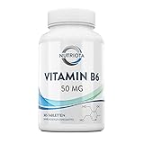 Vitamin B6 50mg | 365 hochwirksame vegane Tabletten | Trägt zu einem gesunden Stoffwechsel, einer normalen Funktion des Nerven- und Immunsystems bei | Trägt zum Abbau von Müdigkeit bei | V