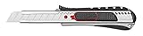 Wedo 787018 Safety Cutter 2-in-1, 18 mm, automatischer Klingenrückzug, Rasterautomatik, integrierte Abbrechhilfe, silber/schw