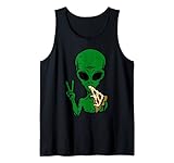 Alien Pizza Eating Peace Funny Space Ship Area 51 UFO Geschenk Tank Top