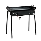 BBQ-Toro Gas Grilltisch und antihaftbeschichtete Grillplatte | 78 x 45 x 91 cm | Gusseisen Gaskocher 2 Brenner | Tischgrill für Camping, im Garten und auf der Terasse (Grilltisch mit Grillplatte)