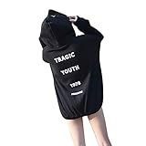 YWLINK Oversize Pullover Damen GroßE GrößEn Hoodies FüR Teenager MäDchen Einfarbig Warm Winter Damen Kapuzenpullover Lose Bequem Oberteile(Schwarz,XXXL)