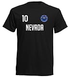 Nation Nevada USA Amerika T-Shirt Trikot Nummer 10 Wappen Emblem -FH10 (XXL, Schwarz)