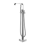 SJSF L Wannenfüll ArmaturFreistehende Badewannenarmatur Wasserhahn Zylindrisch Badewanne Wannenarmatur Standarmatur Armaturen Bodenstehende Badezimmerarmatur mit Handbrause Chrom G1/2 (6KG),C