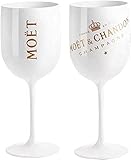 2 Stück Moët &Chandon Ice Imperial Sektgläser Set Kunststoff，0.48L Plastic Champagnerglas,Wine Party Moet Rose Piccolo Sektglas , Weiß