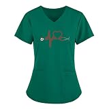 Damen große Größen Übergrößen Plus Size Shirt, Biesen, A-Linie, V-Ausschnitt W42 - Green Larg