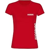 VIMAVERTRIEB® Damen T-Shirt Augsburg - Brust & Seite - Druck:weiß - Shirt Frauen Fußball Fanartikel Fanshop - Größe:L
