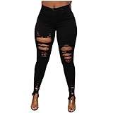 Damen Hose Zerrissene Jeans Jeanshosen Freizeithosen Cargo Hose Elastic Waist Mädchen Hohler Jogger High Streetwear Harajuku Hose Punk Ringkette Teenager Damenhose Herbst W