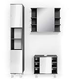 Vicco Badmöbel Set Badezimmermöbel Fynn Spiegel + Unterschrank + Midischrank + Hochschrank (Set 3, Anthrazit)