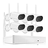 FMOGG Heim-CCTV-Überwachungskamerasystem H.264+,6Pcs 5Mp Personenerkennungs-Ip-Außenkameras,8Ch 5Mp CCTV-Kamera Wireless Nvr-Kit Für 24/7-Aufzeichnung,100Ft N