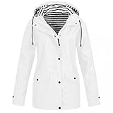 PWKNRD Regenjacke Damen Wasserdicht Atmungsaktiv Windbreaker Lange Regenmantel Leichte Übergangsjacke mit Kapuze Outdoorjacke Lässiges Einfarbig Trenchcoat Funktionsjacke für Herbst W