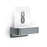 Steinel Außenwandleuchte L 820 iHF Connect Anthrazit, LED-Hausnummer, 160° Bewegungsmelder, vernetzbar, per App bedienbar, Aluminium, 12.5 W