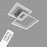 Briloner Leuchten - LED Deckenleuchte dimmbar mit Fernbedienung, schwenkbare LED Deckenlampe, warmweiß, neutralweiß, kaltweiß, eckig, aluminiumfarbig gebürstet, 568x480x95mm (LxBxH)