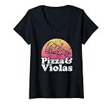 Damen Pizza und Violas oder Viola T-Shirt mit V