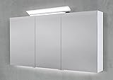 Intarbad ~ Spiegelschrank 140 cm LED Acryl Aufsatzleuchte mit Unterbauleuchte doppelseitig verspiegelt Halifax Eiche Natur IB1968