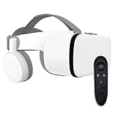 RSGK VR Headset, 3D Virtual Reality Wireless Bluetooth-Gläserbrillen mit Fernbedienung, Ihrem besten mobilen Spiel 360-Filme mit weichem und komfortablen 3D-VR-B