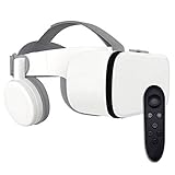 RSGK VR Headset, 3D Virtual Reality Wireless Bluetooth-Gläserbrillen mit Fernbedienung, Ihrem besten mobilen Spiel 360-Filme mit weichem und komfortablen 3D-VR-B