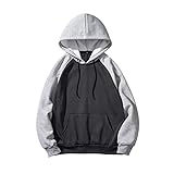 SSLLM Herren Kapuzenpullover Mode Farbblock Sweatshirt Hoodie Plüsch Futter Warm Pullover Kapuzenpulli Casual Lose Herbst Winter Basic Kapuzenjacke Hoodies Fleece-Innenseite Sweatjack
