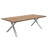 OUTLIV. Porto Diningtisch 220x100 cm mit Gestell aus Edelstahl und Tischplatte aus recyceltem Teakholz, jeder Tisch ist einzigartig, für 8