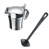 Westmark Soßen-Set, 2tlg., 1 Thermo-Sauciere mit Klappdeckel, 0,5 l + 1 Soßenkelle Gentle, Länge: 29 cm, Rostfreier Edelstahl/ABS/PP/PA, Silber/Schwarz, 622422E6