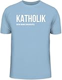 Katholik - Suche Grund zum Beichten Herren T-Shirt Witziger Spruch, Religion Hellblau // S