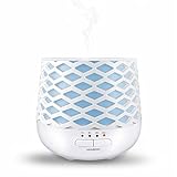 MIABOO Aroma Diffuser, 130ml Ultraschall Aromatherapie Luftbefeuchter mit 7 Farbwechselnden LED Lichter und Wasserlosem Auto-Off Diffusor für Schlafzimmer, Yoga, SPA，Büro -weiß