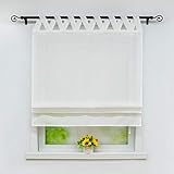 Joyswahl Raffrollo Halbtransparentes Unifarbiges Bändchenrollo »Mila« Schals mit Schlaufen Fenster Vorhänge BxH 140x140cm Weiß 1er Pack