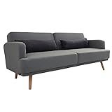 riess-ambiente.de Elegantes 3-Sitzer Sofa Studio 210cm dunkelgrau inkl. Kissen mit Schlaffunktion Dreisitzer C