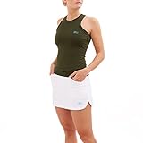 Sportkind Mädchen & Damen High Neck Tennis, Sport Tank Top, mit integriertem Bustier, atmungsaktiv, Khaki, Gr. 128