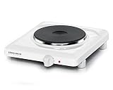 ROMMELSBACHER Einzelkochplatte THL 1597 - Made in Germany, Gussheizplatte 180 mm Ø, feueremailliertes Gehäuse, stufenlos regelbar, Überhitzungsschutz, 1500 Watt, weiß