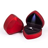 JSJJAUJ Schmuckkästchen Luxus herzförmig LED Leichter Ehering Ringkasten Schmuckanzeige Lagerung Container Ring Geschenk Verpackungsbox Geschenk (Color : Red)