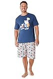 Peppa Pig Herren-Schlafanzug, T-Shirt und Hose, kurz, aus Baumwolle, M-3XL, Geschenk für Väter, navy, L
