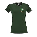 Youth Designz Damen T-Shirt Bestickt mit Yoshi Logo - Flaschengrün XS