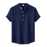 Hemden Herren Kurzarm Stehkragen Sommer Tops T-Shirts Hawaiihemden Button-Down-Hemden Umlegekragen Kurzarmhemd Mit Knöpfen Coole Hemdes Freizeit Sommerhemd Freizeithemden Sport Ob
