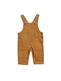 Carolilly Baby Jungen Latzhose Kord Overall Einfarbig Jumpsuit Strampler Retro Hose mit Hosenträger Trägerhose mit Knöpfen (Gelb, 18-24 Monate)