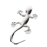 Triamisus 3D Autoaufkleber Eidechse Gecko Lustige 3D Autoaufkleber Weiches PVC Verchromtes Abzeichen Emblem Aufkleber Auto Dekoration Auto Aufkleber Auto-Styling Zubehör - Silb