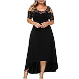 Oversize XL-5XL Große Größen Damen Sommer Casual Trägerlose Spitzennähte Plus Size Kleid Mini Kleid Dress Sommerkleid Freizeitkleider Cocktailkleid Lose Elegant Partykleid Strandkleid Blusenk